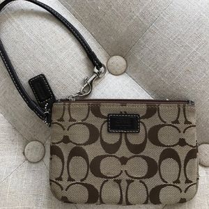 Small Brown Coach Logo Wristlet